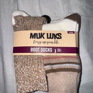 Muk Luks Casual Socks Brown and Cream Cozy Comfort